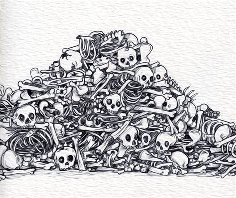 Download pile of skulls and bones drawing